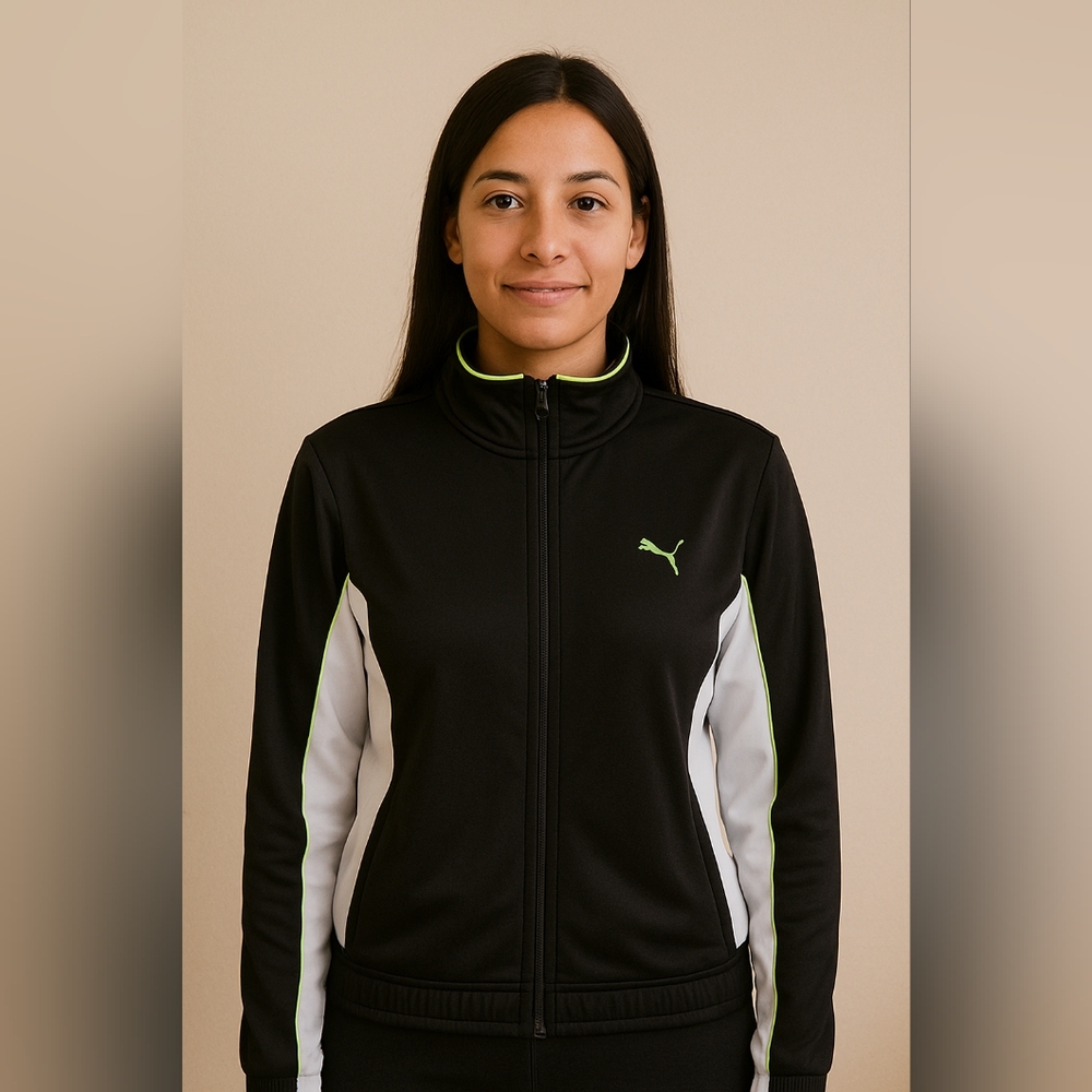 Puma Black and White Windbreaker Athletic Jacket